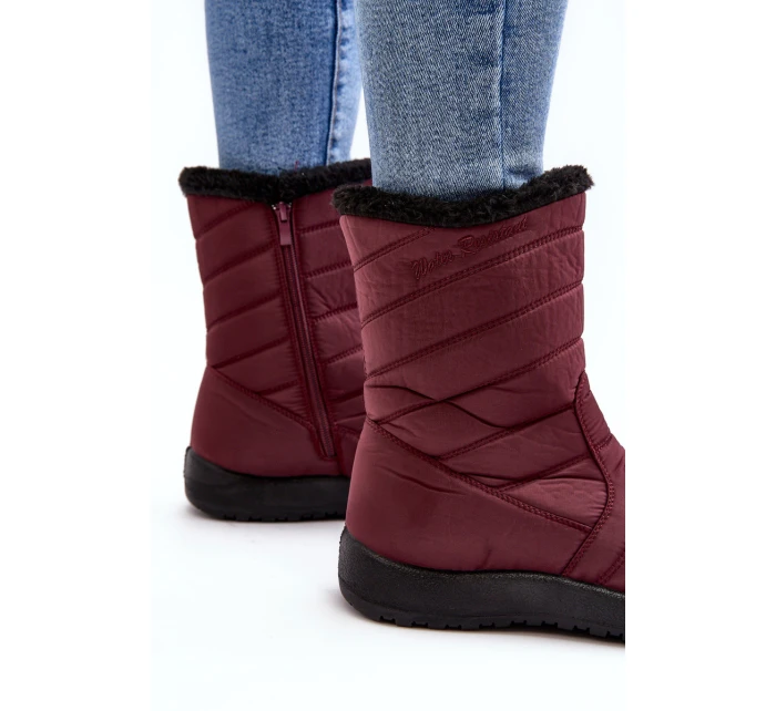 Wysokie Damskie Ocieplane Śniegowce Bordowe Luxina