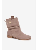 Kožené semišové dámské s řasením s  béžové model 21712955 - Zazoo