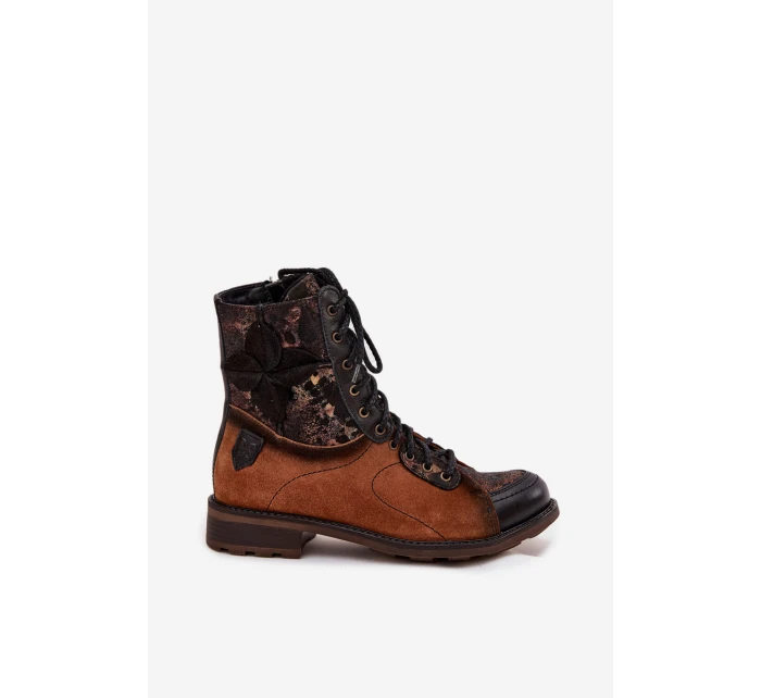 Dámske kožené čižmy Maciejka - camel, nízky podpätok Dámske kožené čižmy Maciejka - camel, nízky podpätok