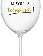 DOBRÝ DEŇ, JA SOM JEJ TERAPEUT! - priehľadný pohár na víno 350 ml
