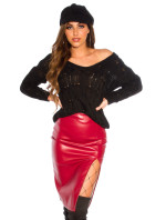 Sexy Koucla Leather Look Pencil Skirt