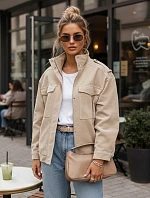 Dámska semišová bunda bomber béžová FashionStreet TY5653
