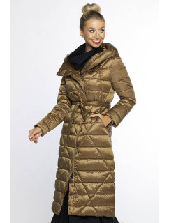 Zlatohnedý prešívaný kabát s kapucňou (AG1-J9069)