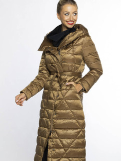 Zlatohnedý prešívaný kabát s kapucňou (AG1-J9069)