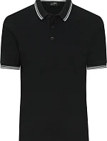 Daiber JN 1306 Pánske polo tričko z hrubého piqué s prúžkami 02.1306 čierna/biela/sivá