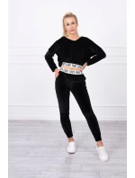 Velúrová súprava s kapucňou čierna