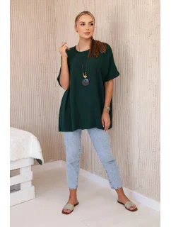 Oversized halenka s přívěskem tmavě zelená