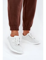 Damskie Skórzane Buty Sportowe Vinceza 79532 Białe