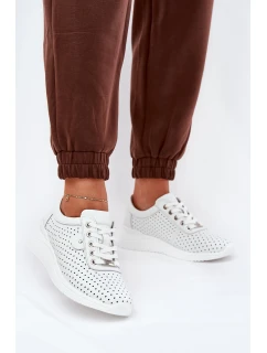 Damskie Skórzane Buty Sportowe Vinceza 79532 Białe
