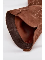 Zamszowe Kozaki Kowbojki Damskie Na Obcasie Camel Karira