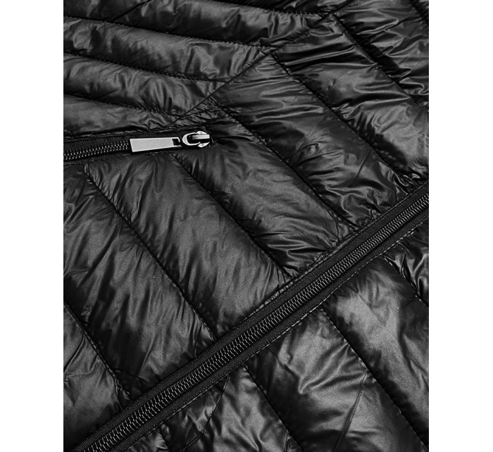 Čierna dámska prešívaná bunda pre prechodné obdobie (5M785-392)