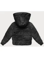 Dámska prechodná bunda s kockovanou podšívkou čierna (842)