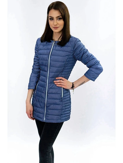 Dlouhá světle modrá prošívaná bunda model 5837772 - DREAM STONE