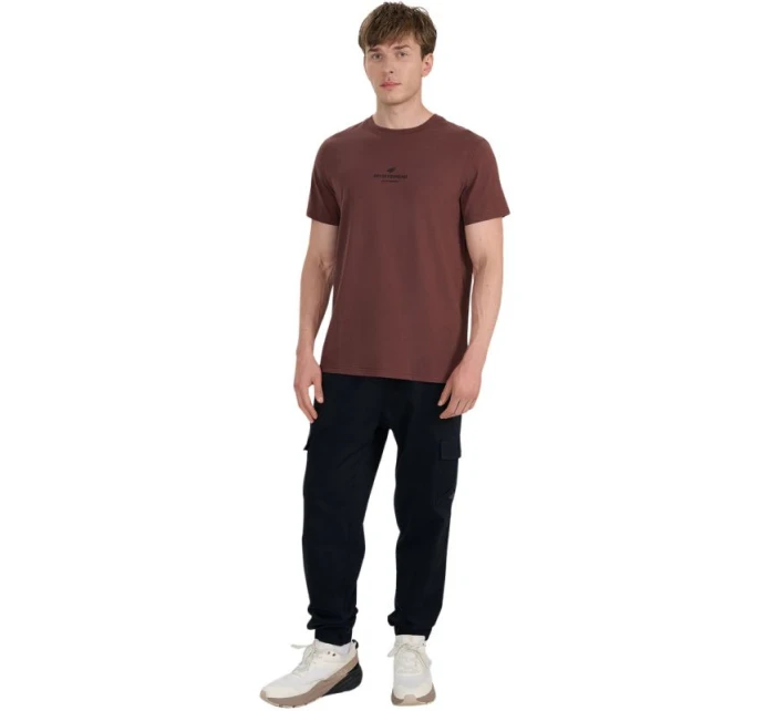 Pánske tričko 4F M2961 tmavohnedé 4FWAW25TTSHM2961 80S pánske