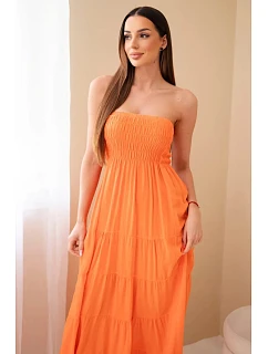 Dámske viskózové šaty s elastickým vrchným dielom oranžové