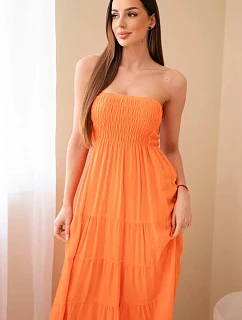 Dámské viskózové šaty s elastickým model 22040130 oranžová - K-Fashion
