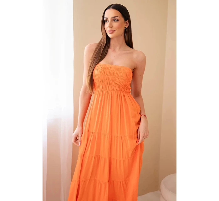 Dámske viskózové šaty s elastickým vrchným dielom oranžové