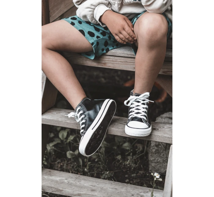 Dětské kožené vysoké tenisky Černe a model 21621499 - Boto Dětské kožené vysoké tenisky Černe a model 21621499 - Boto