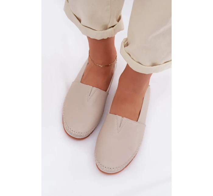 Kožené dámské polobotky S.Barski LR61-7051 Béžové