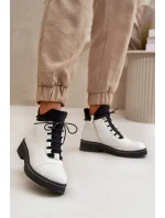 Dámske zateplené členkové topánky z eko kože White Dámske zateplené členkové topánky z eko kože White