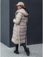Dámský prošívaný zimní kabát s kapucí béžový Dstreet model 21979764 - FashionStreet