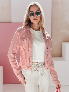 Dámska krátka džínsová bunda PASTELLO ružová FashionStreet TY4909