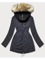 Tmavomodrá teplá dámska zimná bunda parka (w165) Tmavomodrá teplá dámska zimná bunda parka (w165)