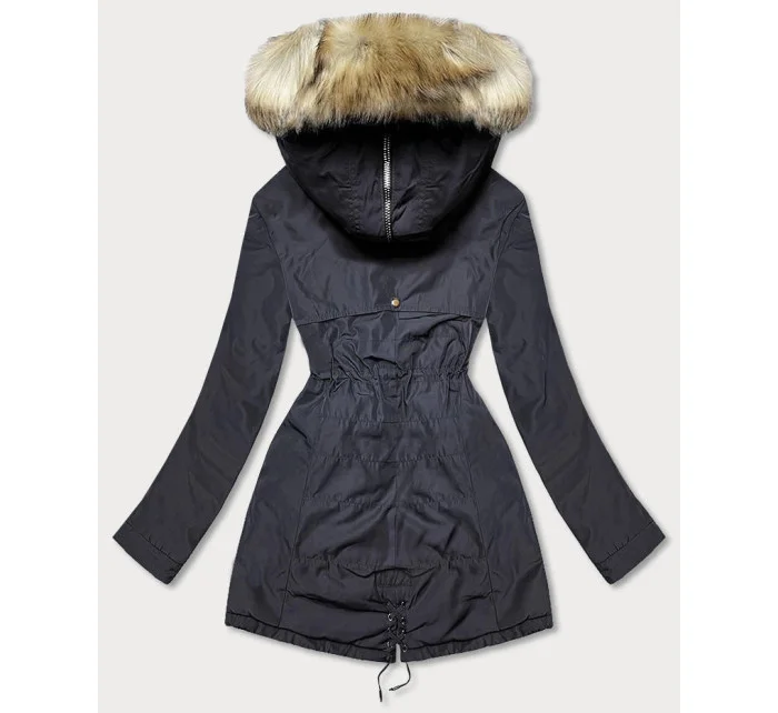 Tmavomodrá teplá dámska zimná bunda parka (w165) Tmavomodrá teplá dámska zimná bunda parka (w165)