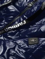 Tmavomodrá prešívaná bunda s kapucňou (B9768)