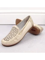 Pohodlné kožené poltopánky Rieker W RKR658 beige