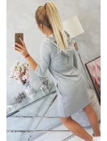 Šaty s kapucňou a vreckami šedej