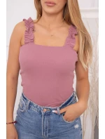 Tmavo ružová nariasená blúzka bez ramienok