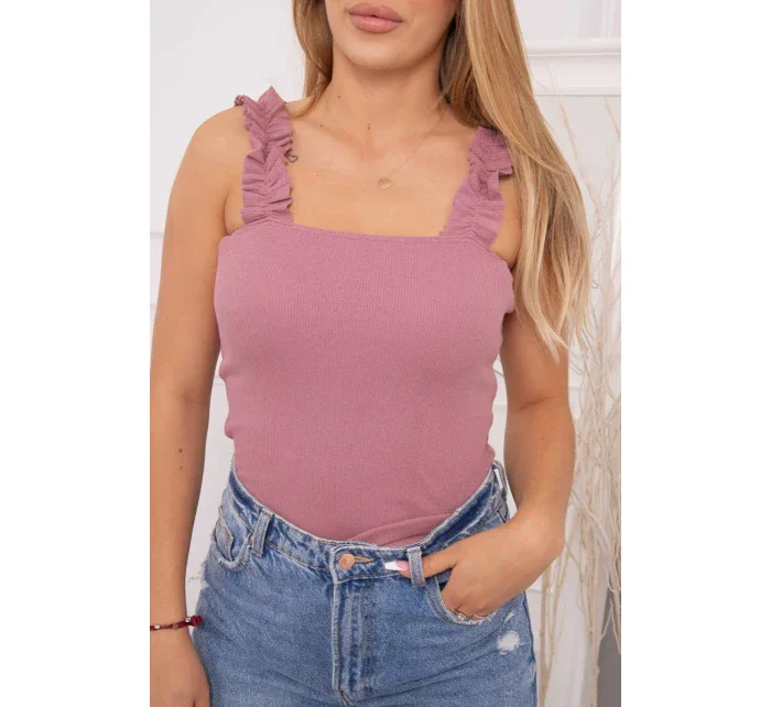 Tmavo ružová nariasená blúzka bez ramienok