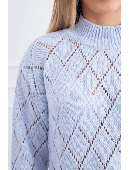 Svetr s polovičním rolákem a model 18747678 vzorem modrý - K-Fashion
