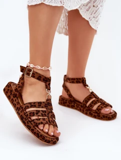 Sandały Damskie Na Platformie Ze Złotym Detalem Panterka Kartia