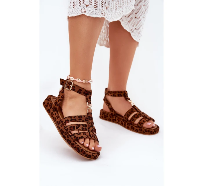 Sandały Damskie Na Platformie Ze Złotym Detalem Panterka Kartia