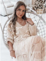 RIBBLOOM dámsky sveter s mašľami tmavobéžový FashionStreet MY2359