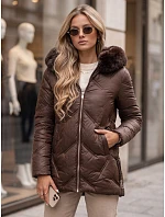 Dámska zimná prešívaná bunda LOVEINSIDE s kožušinou, hnedá, FashionStreet TY5052