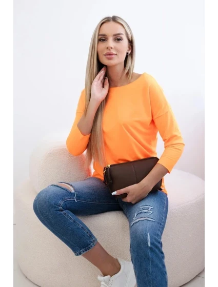 Dámska blúzka s lodičkovým výstrihom oranžová neónová