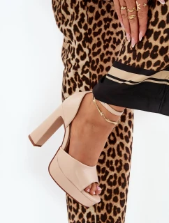 Dámské Sandály Na Podpatku A Platformě Eko Kožené Béžové model 21688872 - Boto