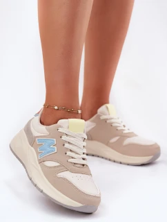 Sneakersy Damskie Na Platformie Beżowe Tenanela