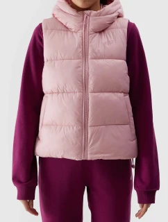 Dámska páperová vesta s výplňou zo syntetického peria 4F - ružová