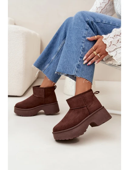 Dámske nízke zateplené snehové topánky Mavelle s kožušinou - hnedé Dámske nízke zateplené snehové topánky Mavelle s kožušinou - hnedé