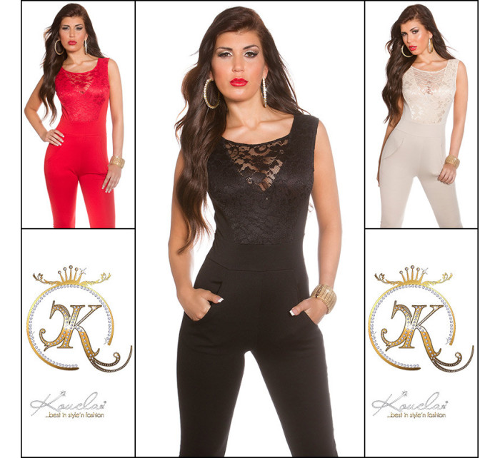 Sexy KouCla jumpsuit with sexy lace decollete