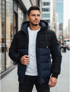 Pánská zimní bunda s kapucí tmavě modrá a černá Dstreet model 21993641 - FashionStreet