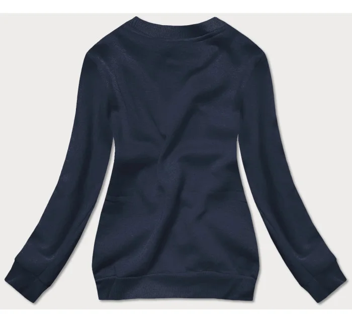 Tmavomodrá dámska tepláková mikina so sťahovacími lemami (W01-25)