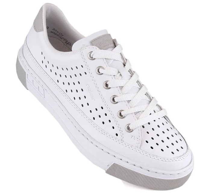 Rieker W RKR642 biele kožené ažurové topánky