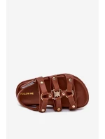 Dívčí sandály se zlatým detailem hnědé model 21701114 - Boto Dívčí sandály se zlatým detailem hnědé model 21701114 - Boto