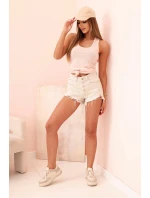 Dámská top s ramínky z bavlny s kulatým výstřihem pudrově růžová melír