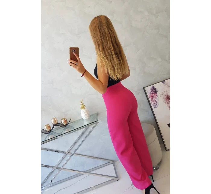 Široké kalhoty fuchsiové barvy